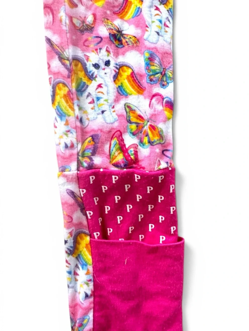 Posh Peanut x Lisa Frank Angel Kitty Convertible Bamboo Sleeper Pajamas 3T EUC